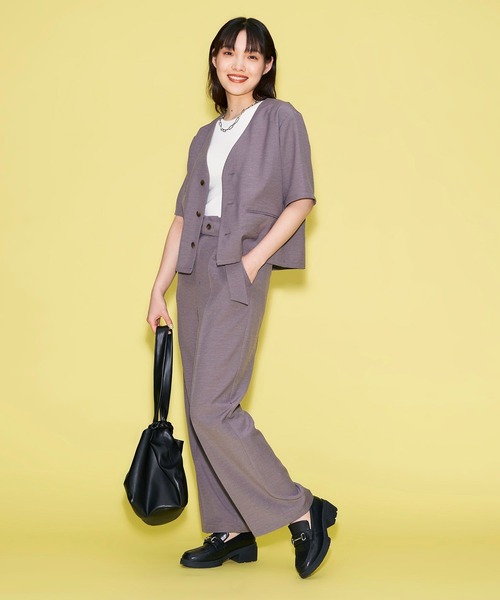 FOREVER 21（フォーエバー トゥエンティーワン）の「リネン混ジャケット（ノーカラージャケット・レディース・ベージュ/グレー/オレンジ・SMALL/MEDIUM）」の4枚目の写真