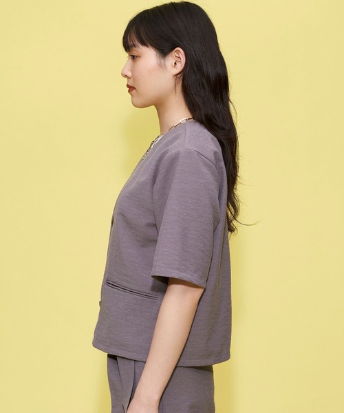 FOREVER 21（フォーエバー トゥエンティーワン）の「リネン混ジャケット（ノーカラージャケット・レディース・ベージュ/グレー/オレンジ・SMALL/MEDIUM）」の7枚目の写真