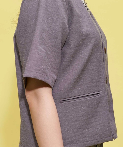 FOREVER 21（フォーエバー トゥエンティーワン）の「リネン混ジャケット（ノーカラージャケット・レディース・ベージュ/グレー/オレンジ・SMALL/MEDIUM）」の10枚目の写真