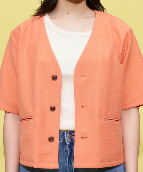 FOREVER 21（フォーエバー トゥエンティーワン）の「リネン混ジャケット（ノーカラージャケット・レディース・ベージュ/グレー/オレンジ・SMALL/MEDIUM）」の13枚目の写真