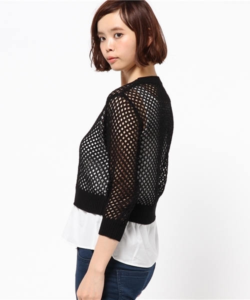 AZUL by moussy（アズールバイマウジー）の「5G強撚A/CメッシュPO&タンクSET（ニット/セーター・レディース・ネイビー/ブラック/オフホワイト・SMALL/LARGE/MEDIUM）」の5枚目の写真