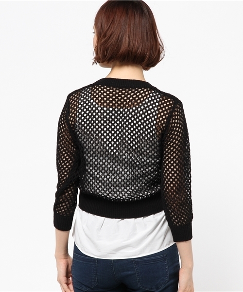 AZUL by moussy（アズールバイマウジー）の「5G強撚A/CメッシュPO&タンクSET（ニット/セーター・レディース・ネイビー/ブラック/オフホワイト・SMALL/LARGE/MEDIUM）」の8枚目の写真