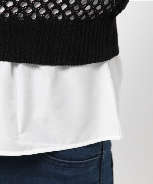 AZUL by moussy（アズールバイマウジー）の「5G強撚A/CメッシュPO&タンクSET（ニット/セーター・レディース・ネイビー/ブラック/オフホワイト・SMALL/LARGE/MEDIUM）」の12枚目の写真