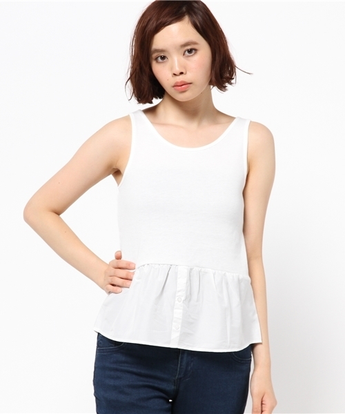 AZUL by moussy（アズールバイマウジー）の「5G強撚A/CメッシュPO&タンクSET（ニット/セーター・レディース・ネイビー/ブラック/オフホワイト・SMALL/LARGE/MEDIUM）」の6枚目の写真