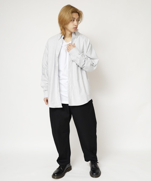 今期完売OHOTROストライプシャツ SERO（セロ）の「SERO/セロ B.D WIDE SHIRT OXFORD STRIPE
