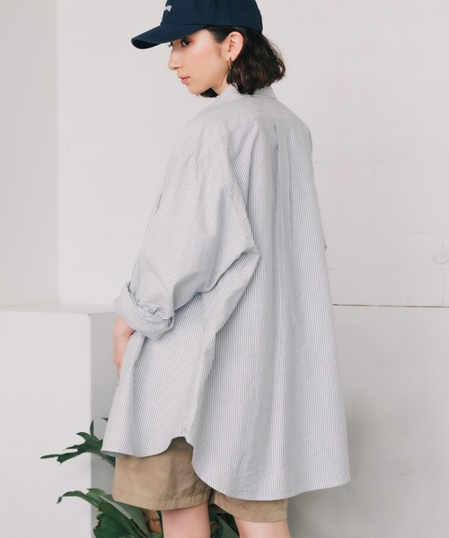 SERO(セロ)の「SERO/セロ B.D WIDE SHIRT OXFORD STRIPE ストライプシャツ オックスフォードシャツ(シャツ/ブラウス・メンズ・ネイビー・15 /16)」の17枚目の写真