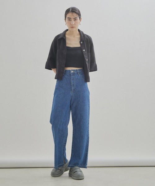 SALON adam et rope'（サロン アダム エ ロペ）の「【セットアップ対応・手洗い可能】麻ツイルハーフスリーブシャツ（シャツ/ブラウス・レディース・ブラック/カーキ/ピンク・FREE）」の21枚目の写真