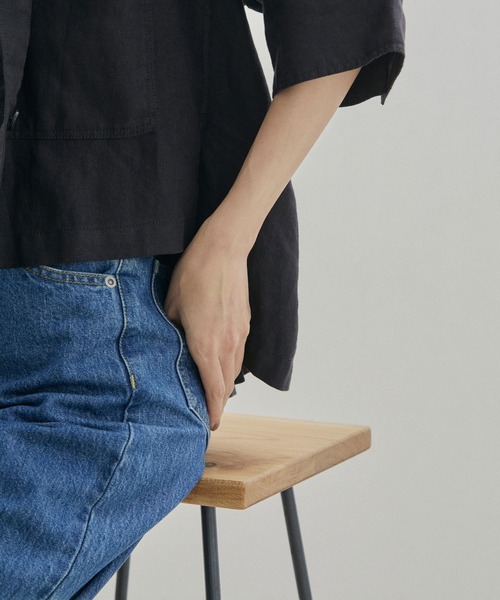 SALON adam et rope'（サロン アダム エ ロペ）の「【セットアップ対応・手洗い可能】麻ツイルハーフスリーブシャツ（シャツ/ブラウス・レディース・ブラック/カーキ/ピンク・FREE）」の13枚目の写真