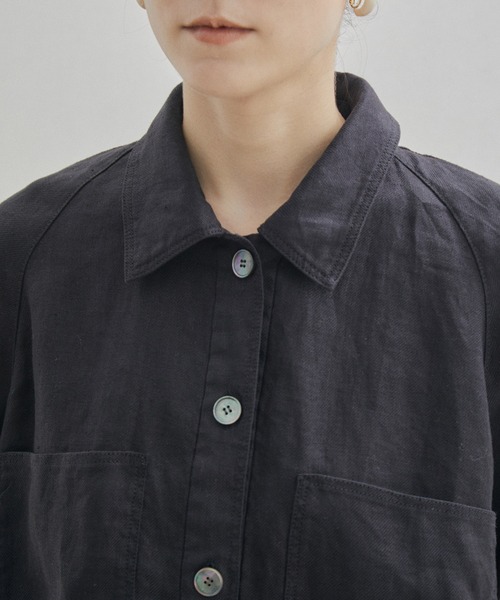 SALON adam et rope'（サロン アダム エ ロペ）の「【セットアップ対応・手洗い可能】麻ツイルハーフスリーブシャツ（シャツ/ブラウス・レディース・ブラック/カーキ/ピンク・FREE）」の17枚目の写真