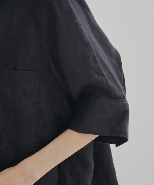 SALON adam et rope'（サロン アダム エ ロペ）の「【セットアップ対応・手洗い可能】麻ツイルハーフスリーブシャツ（シャツ/ブラウス・レディース・ブラック/カーキ/ピンク・FREE）」の18枚目の写真