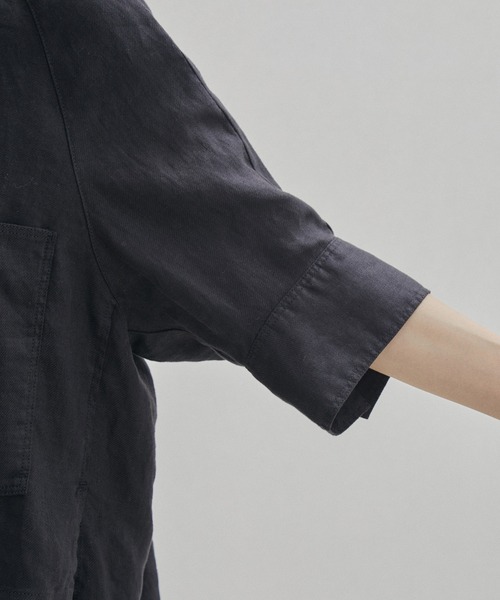 SALON adam et rope'（サロン アダム エ ロペ）の「【セットアップ対応・手洗い可能】麻ツイルハーフスリーブシャツ（シャツ/ブラウス・レディース・ブラック/カーキ/ピンク・FREE）」の20枚目の写真