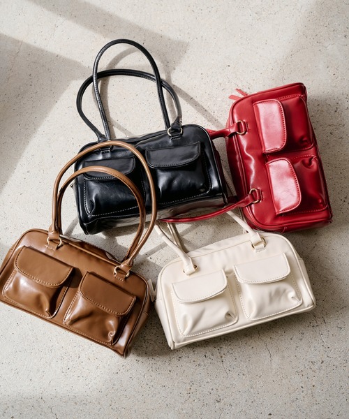 UNE MANSION(ユヌマンション)の「ツーポケットショルダーバッグ(ハンドバッグ・レディース・バーガンディー/ブラウン/アイボリー/ブラック・FREE)」の4枚目の写真