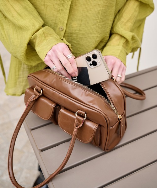 UNE MANSION(ユヌマンション)の「ツーポケットショルダーバッグ(ハンドバッグ・レディース・バーガンディー/ブラウン/アイボリー/ブラック・FREE)」の8枚目の写真