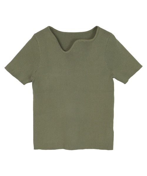 miette（ミエット）の「ウェーブネックライン半袖トップス（ニット/セーター・レディース・ライトグリーン/オフホワイト/ピンク/ブラック/カーキ/ライトブルー・FREE）」の4枚目の写真