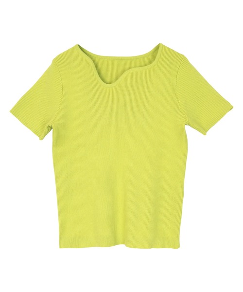 miette（ミエット）の「ウェーブネックライン半袖トップス（ニット/セーター・レディース・ライトグリーン/オフホワイト/ピンク/ブラック/カーキ/ライトブルー・FREE）」の5枚目の写真