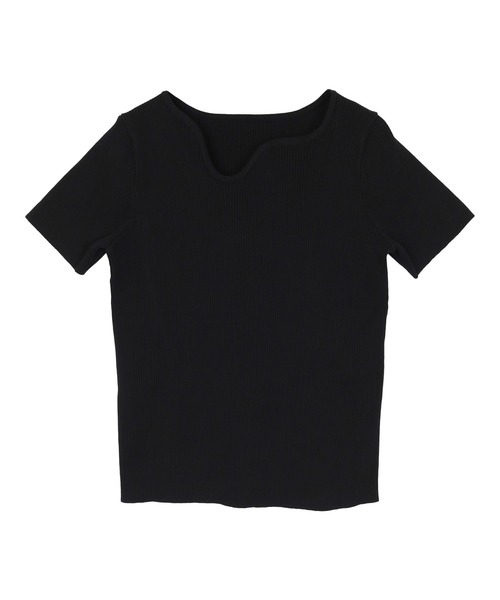 miette（ミエット）の「ウェーブネックライン半袖トップス（ニット/セーター・レディース・ライトグリーン/オフホワイト/ピンク/ブラック/カーキ/ライトブルー・FREE）」の3枚目の写真