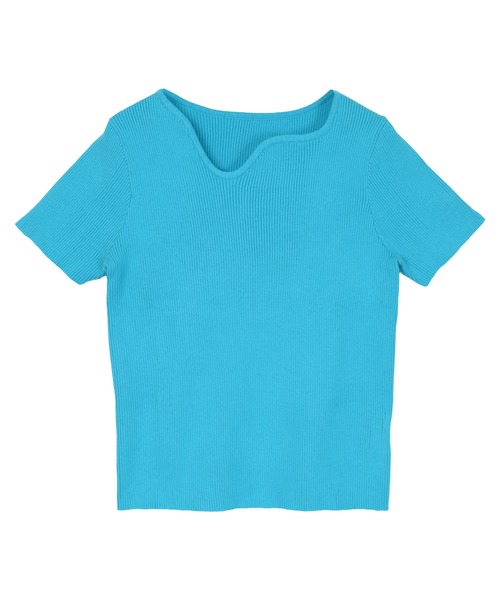 miette（ミエット）の「ウェーブネックライン半袖トップス（ニット/セーター・レディース・ライトグリーン/オフホワイト/ピンク/ブラック/カーキ/ライトブルー・FREE）」の14枚目の写真