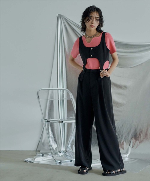 miette（ミエット）の「ウェーブネックライン半袖トップス（ニット/セーター・レディース・ライトグリーン/オフホワイト/ピンク/ブラック/カーキ/ライトブルー・FREE）」の20枚目の写真