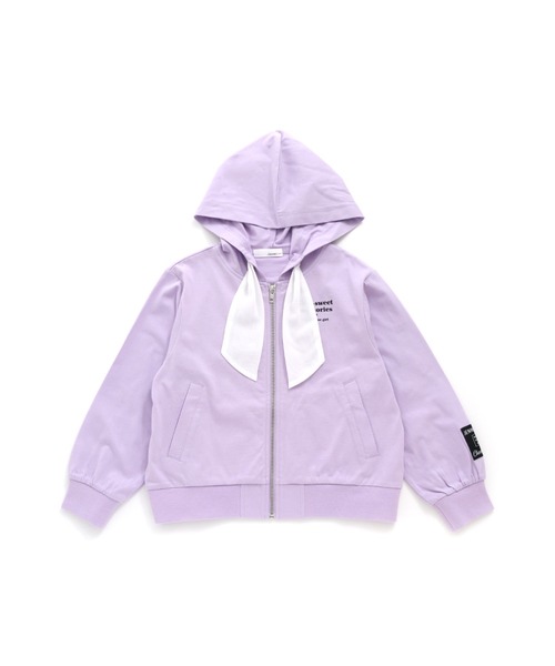 JENNI love(ジェニィラブ)の「防蚊シフォンリボンZIPパーカー(パーカー・キッズ・オフホワイト/ラベンダー/ブラック・140cm/160cm/150cm/130cm)」の9枚目の写真