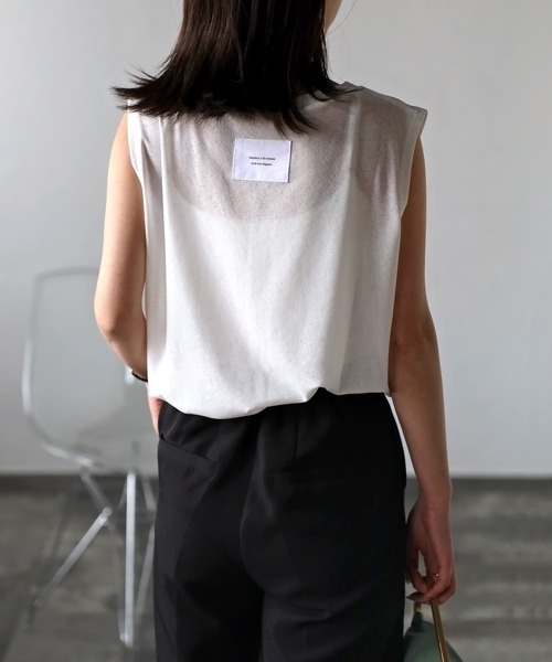 Bonjour Sagan（ボンジュールサガン）の「バックラベルシアーボックスタンク（タンクトップ・レディース・オフホワイト/チャコールグレー・FREE）」の2枚目の写真