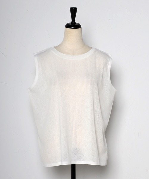 Bonjour Sagan（ボンジュールサガン）の「バックラベルシアーボックスタンク（タンクトップ・レディース・オフホワイト/チャコールグレー・FREE）」の20枚目の写真