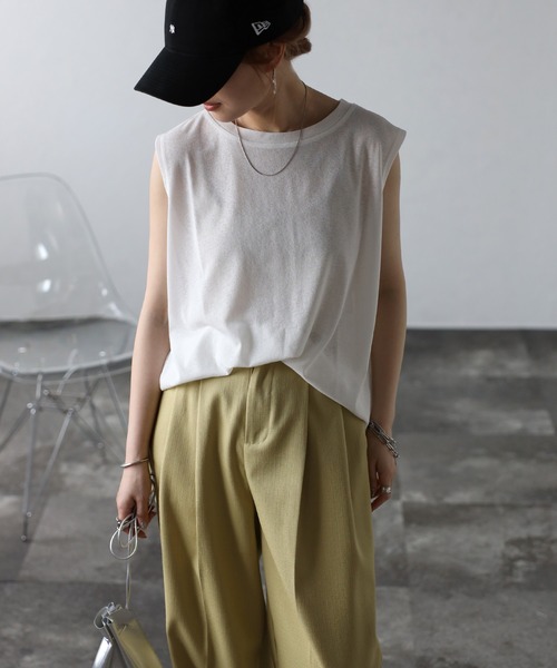 Bonjour Sagan（ボンジュールサガン）の「バックラベルシアーボックスタンク（タンクトップ・レディース・オフホワイト/チャコールグレー・FREE）」の13枚目の写真