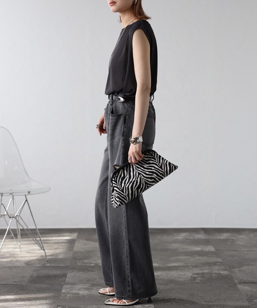 Bonjour Sagan（ボンジュールサガン）の「バックラベルシアーボックスタンク（タンクトップ・レディース・オフホワイト/チャコールグレー・FREE）」の6枚目の写真