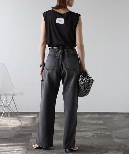 Bonjour Sagan（ボンジュールサガン）の「バックラベルシアーボックスタンク（タンクトップ・レディース・オフホワイト/チャコールグレー・FREE）」の15枚目の写真