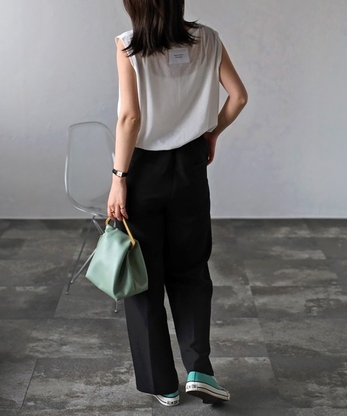 Bonjour Sagan（ボンジュールサガン）の「バックラベルシアーボックスタンク（タンクトップ・レディース・オフホワイト/チャコールグレー・FREE）」の3枚目の写真