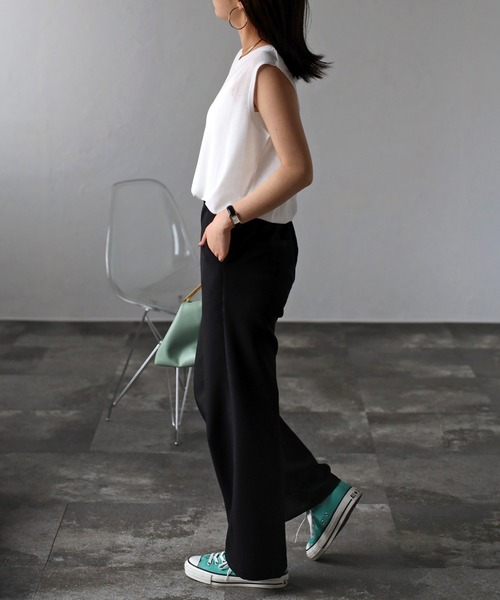 Bonjour Sagan（ボンジュールサガン）の「バックラベルシアーボックスタンク（タンクトップ・レディース・オフホワイト/チャコールグレー・FREE）」の17枚目の写真