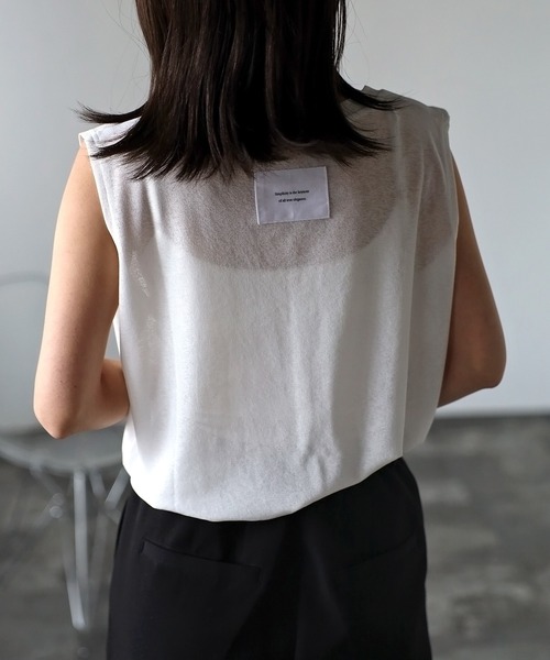 Bonjour Sagan（ボンジュールサガン）の「バックラベルシアーボックスタンク（タンクトップ・レディース・オフホワイト/チャコールグレー・FREE）」の8枚目の写真