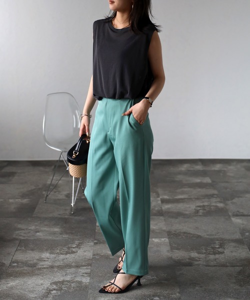 Bonjour Sagan（ボンジュールサガン）の「バックラベルシアーボックスタンク（タンクトップ・レディース・オフホワイト/チャコールグレー・FREE）」の5枚目の写真