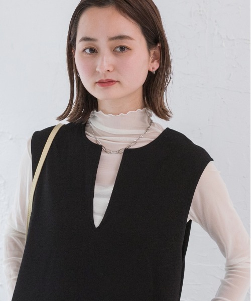 ad thie(アドティエ)の「裏毛 キーネック ロングワンピース(ワンピース・レディース・アイボリー/ブラック/チャコール/オートミール/ベージュ・FREE)」の8枚目の写真