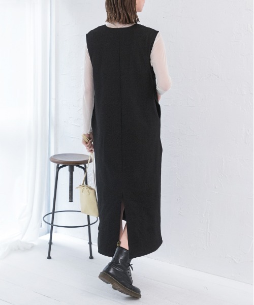 ad thie(アドティエ)の「裏毛 キーネック ロングワンピース(ワンピース・レディース・アイボリー/ブラック/チャコール/オートミール/ベージュ・FREE)」の12枚目の写真