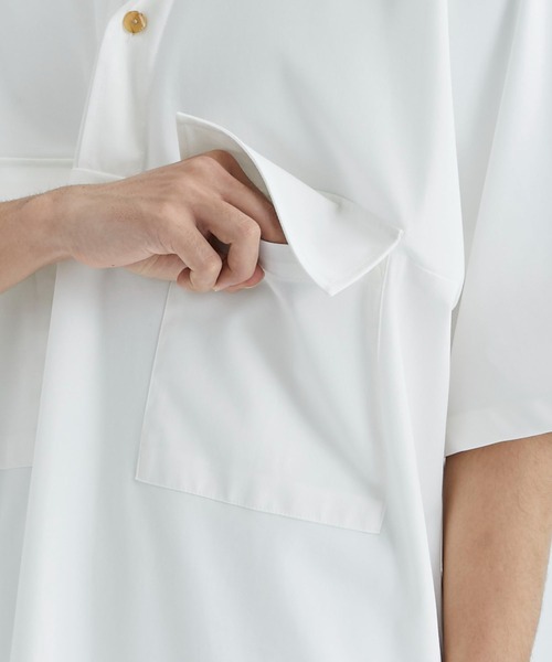 AFTERHOURS（アフターアワーズ）の「【AFTERHOURS / アフターアワーズ】OPEN COLLAR SHIRT（シャツ/ブラウス・メンズ・ホワイト/ブラック・3）」の7枚目の写真
