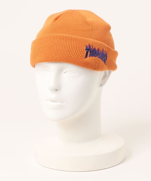 THRASHER（スラッシャー）の「2WAY KNIT CAP BEANIE/スラッシャーニットキャップ・ビーニー（ニットキャップ/ビーニー・メンズ・ホワイト/ベージュ/オレンジ/グリーン/ブラック×ブルー/ブラック×イエロー・FREE）」の9枚目の写真