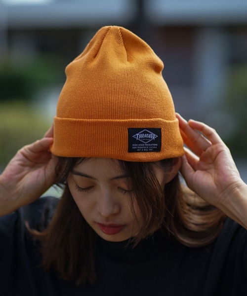 THRASHER（スラッシャー）の「2WAY KNIT CAP BEANIE/スラッシャーニットキャップ・ビーニー（ニットキャップ/ビーニー・メンズ・ホワイト/ベージュ/オレンジ/グリーン/ブラック×ブルー/ブラック×イエロー・FREE）」の21枚目の写真