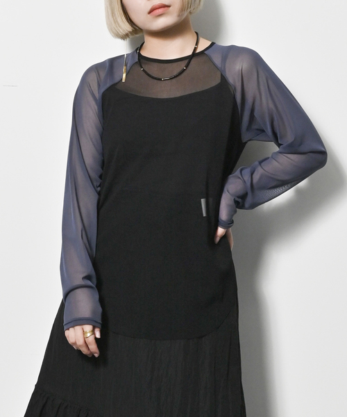 R JUBILEE(アールジュビリー)の「【R JUBILEE/アール ジュビリー】SHEER NET BASEBALL Tシャツ(Tシャツ/カットソー・レディース・ブラック・FREE)」の1枚目の写真