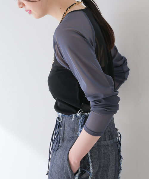 R JUBILEE(アールジュビリー)の「【R JUBILEE/アール ジュビリー】SHEER NET BASEBALL Tシャツ(Tシャツ/カットソー・レディース・ブラック・FREE)」の16枚目の写真