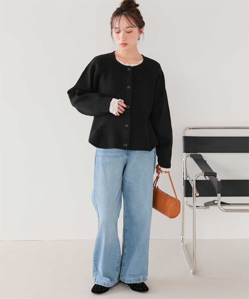 アマレッティさま専用 ペプラムデザインニットカーディガン（カーディガン/ボレロ