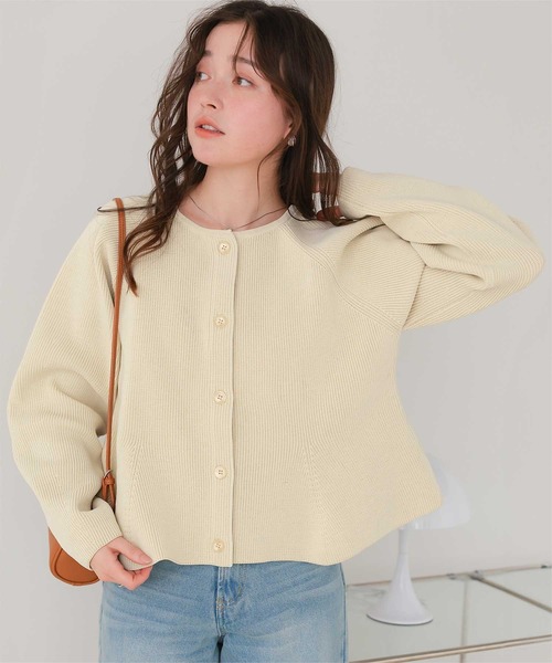 ペプラムデザインニットカーディガン（カーディガン/ボレロ