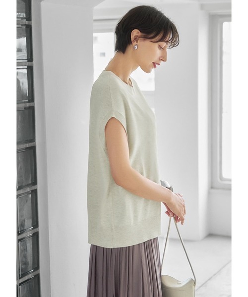 STYLE DELI(スタイルデリ)の「ベスト型ニットプルオーバー(ニット/セーター・レディース・グレイッシュベージュ/ホワイト/ブルー・FREE)」の7枚目の写真