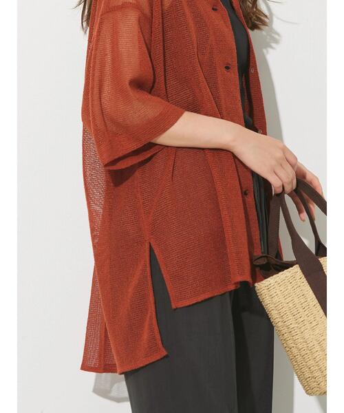 AMERICAN HOLIC（アメリカンホリック）の「メッシュ開襟シャツ（シャツ/ブラウス・レディース・ブラック/カーキ/テラコッタ・L/M）」の7枚目の写真