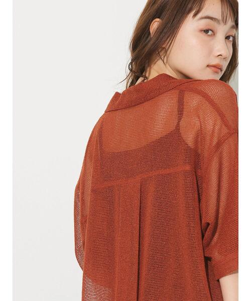 AMERICAN HOLIC（アメリカンホリック）の「メッシュ開襟シャツ（シャツ/ブラウス・レディース・ブラック/カーキ/テラコッタ・L/M）」の4枚目の写真