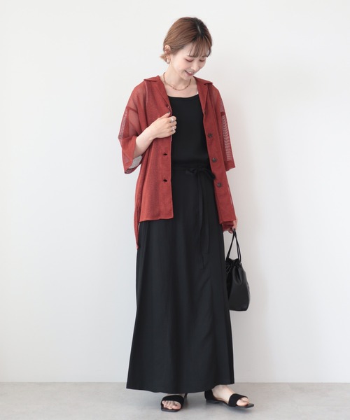 AMERICAN HOLIC（アメリカンホリック）の「メッシュ開襟シャツ（シャツ/ブラウス・レディース・ブラック/カーキ/テラコッタ・L/M）」の20枚目の写真