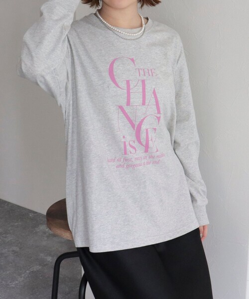 fredy emue（フレディエミュ）の「プリントロゴロンT（Tシャツ/カットソー・レディース・ピンク/ライトグレー/オフホワイト/チャコールグレー・38）」の4枚目の写真