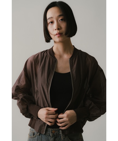 ottilie(オティーリエ)の「ottilie シアーブルゾン(ブルゾン・レディース・ブラック/ブラウン/チャコールグレー・FREE)」の6枚目の写真