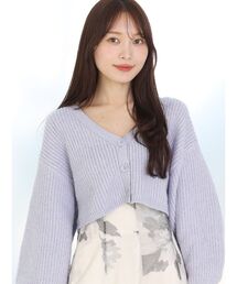 MERCURYDUO | 片畦クロップドスパンコールニットカーディガン(カーディガン/ボレロ)