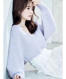 MERCURYDUO | 片畦クロップドスパンコールニットカーディガン(カーディガン/ボレロ)