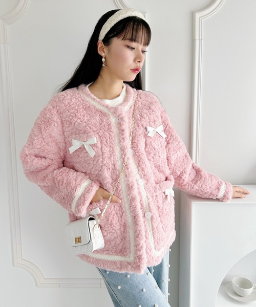 MANY RIBBON LOOP FUR BLOUSON/メニーリボンループファー